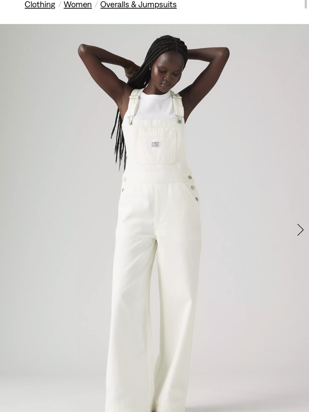 Levi’s XL Wide-Leg Denim Overalls in White/Cream